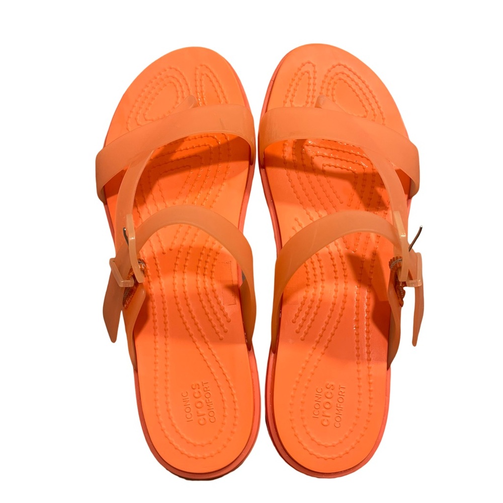 Crocs, size 9, peach colored